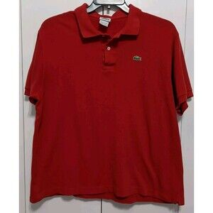 Lacoste Mens Polo Shirt EU 8 US XL Red Short Sleeve Casual Cotton Crocodile Logo